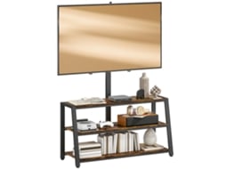 Suporte Tv S/MARCA 32 a 70 polegadas, prateleiras, ângulo ajustável 35°, marrom, 108x41x135cm