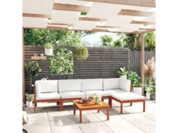 Vidaxl Conjunto De Lounge De Jardim Vidaxl Com 6 Peças E Almofadas Em Madeira De Acácia Creme E Corda