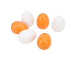 6pcs Ovos De Madeira Falsos Realistas Para Páscoa Brinquedo Cozinha Crianças Presente De Férias