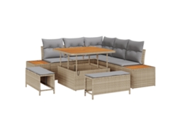 Conjunto 8 Conjunto De Sofá De Jardim Vidaxl Bege Vime Pe (100 X 100 X 71 Cm)