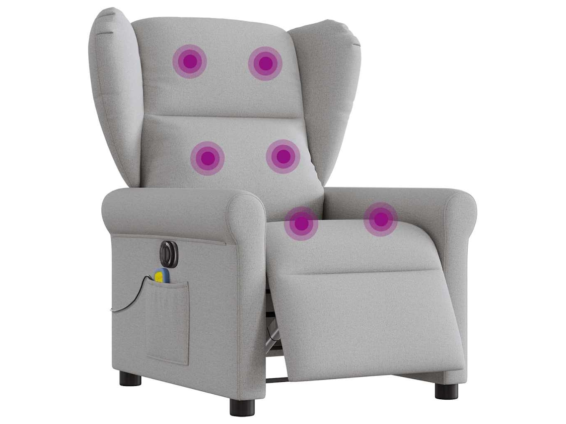 Vidaxl Poltrona Massagens Reclinável Elétrica Tecido Cinzento-nublado