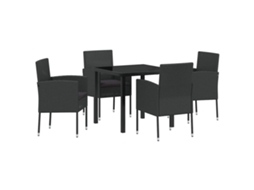 Conjunto 5 Conjunto De Jardim Vidaxl Preto Vime Pe (80 X 80 X 73 Cm)