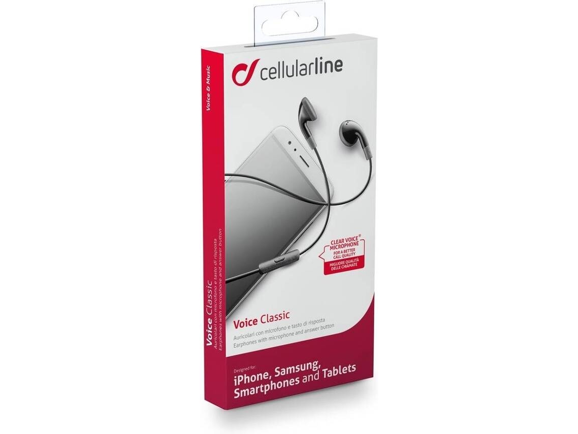 Auriculares com Fio CELLULARLINE Auclassick (In Ear - Microfone - Preto)
