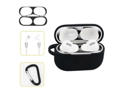 Capa de silicone para proteção de fones de ouvido AirPods Pro, sem necessidade de limpeza, com gancho e cordão antirriscos. GIECY