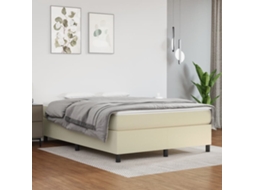 Vidaxl Estrutura De Cama Com Molas 140x190 Cm Couro Artificial Cor Creme
