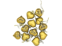 Conjunto De 12 Bolas De Natal Em Formato De Corao Para Decorao De Rvores, Ideais Para Casamentos E Festas Natalinas Hengjian (douradas)