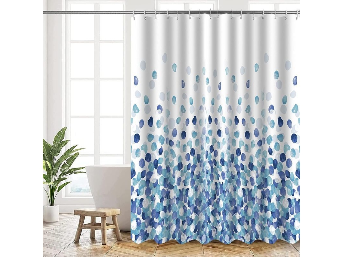 cortina de Duche 180x200 Cm, Poliéster Lavável À Máquina com Borda Pesada e 12 Ganchos