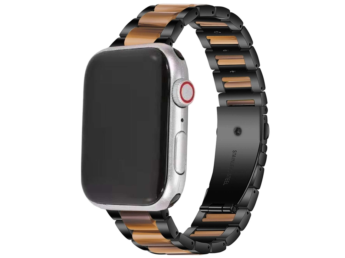 Bracelete Aço Inoxidável + Resina Quartzo para Apple Watch Series 7 45Mm