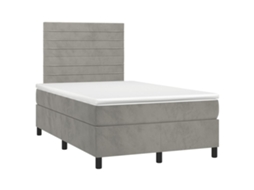 Maison Exclusive - Cama Boxspring Com Colchão 120x190 Cm Veludo Cinzento-claro