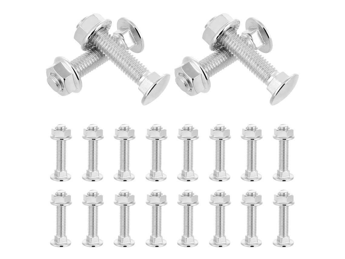 Kit De Parafusos Carruagem M8x40 Em Aço Carbono Galvanizado, 20 Conjuntos Com Porcas E Arruelas, Parafusos Totalmente