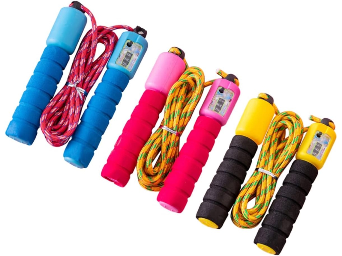 Conjunto De Corda Pular Favomoto Com 3 Peças, Cor Aleatória, Contador Automático, Comprimento Ajustável, Material De