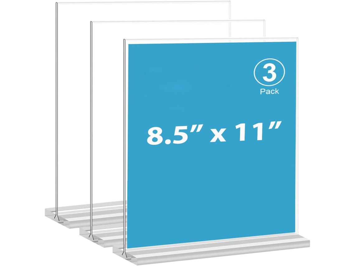 Suportes de Acrílico Dupla Face, Pacote com 3 Unidades BRILVIBERA (8, 5 X 11 Polegadas)