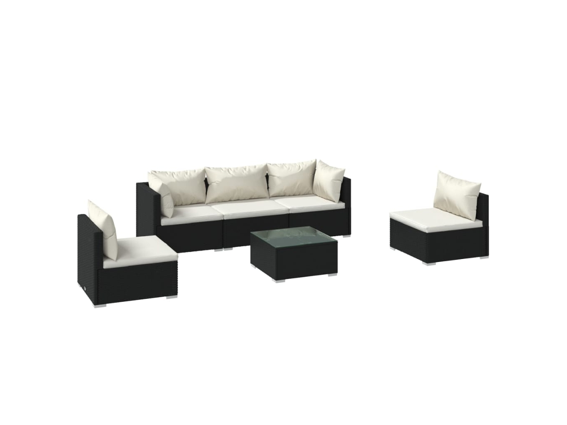 Garden Lounge Set, Garden Lounge Sets Vidaxl Preto Rattan / Vime (n/a)