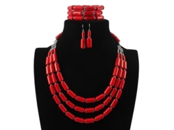 2026-juego De Joyería Para Mujer: Collar, Pendientes Y Pulsera De Acero Inoxidable Dorado Con Diseño Geométrico Vermelho