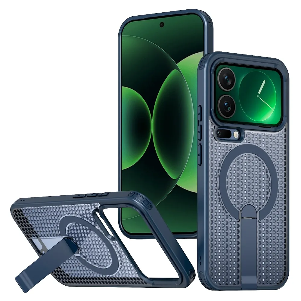 (azul, Xiaomi 14t Pro) Capa Protetora Magnética Magsafe Com Suporte Oculto, Dissipação De Calor E Resistência A Impactos.