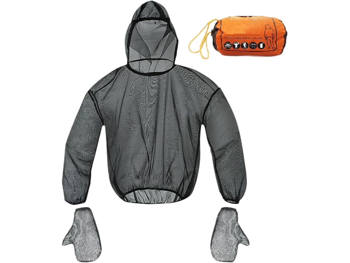Macac Macacão Repelente de Mosquitos Jaqueta Insetos, com Capuz em Tela - Roupa Respirável, Mosquitos,