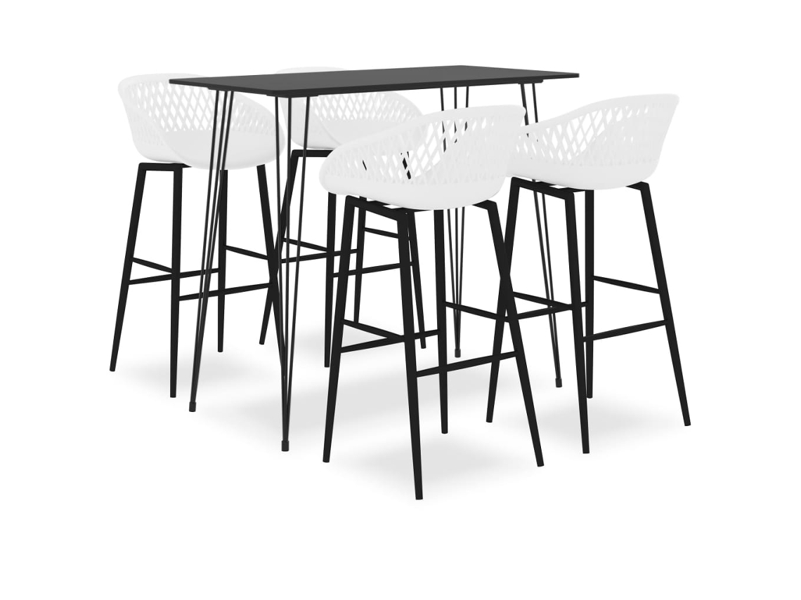 Vidaxl 5 Pcs Conjunto De Bar Preto E Branco