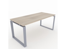 Secretária para Teletrabalho Escritório Casa Estrutura Fechada Cor Cinzenta Prateada Tábua de Madeira Cor Faia 140X80Cm Fabricado em Espanha OFICIT