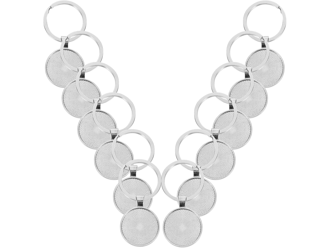 Conjunto De 30 Chaveiros Planos De Metal Vintage, Com Base Prateada