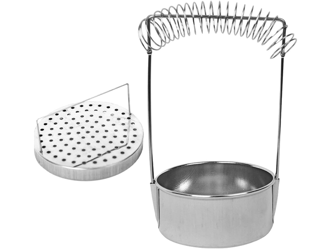 Suporte Portátil Para Canetas Artísticas Em Aço Inoxidável Prateado Para Lavagem De Pincéis.
