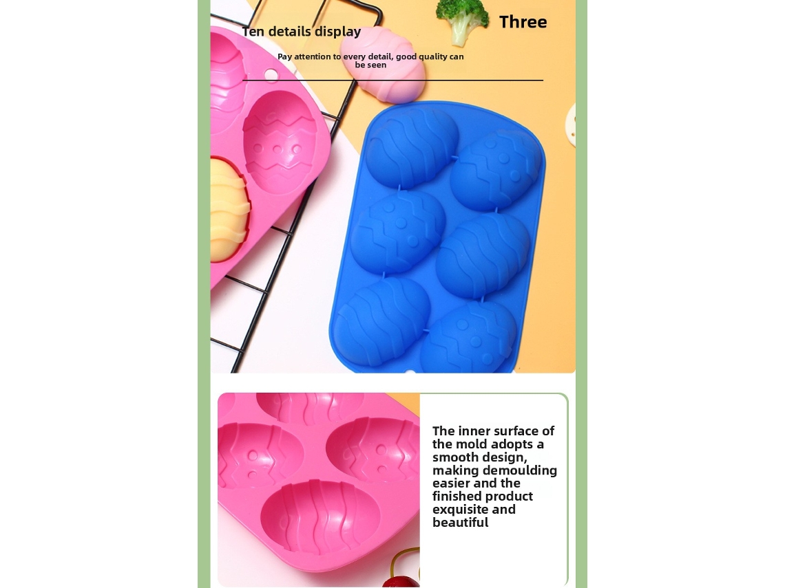 Forma De Silicone Rosa Com 6 Ovos De Páscoa Para Fazer Doces De Chocolate Em Casa.