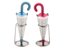 Conjunto De 2 Infusores De Chá Reutilizáveis​​ Em Formato Guarda, Chuva, Com Tela De Aço Inoxidável E Tampa Silicone