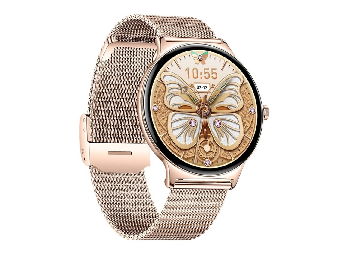Smartwatch ultrafino feminino para esportes ao ar livre design moderno notificações inteligentes e monitoramento de saúde rosa bestvite