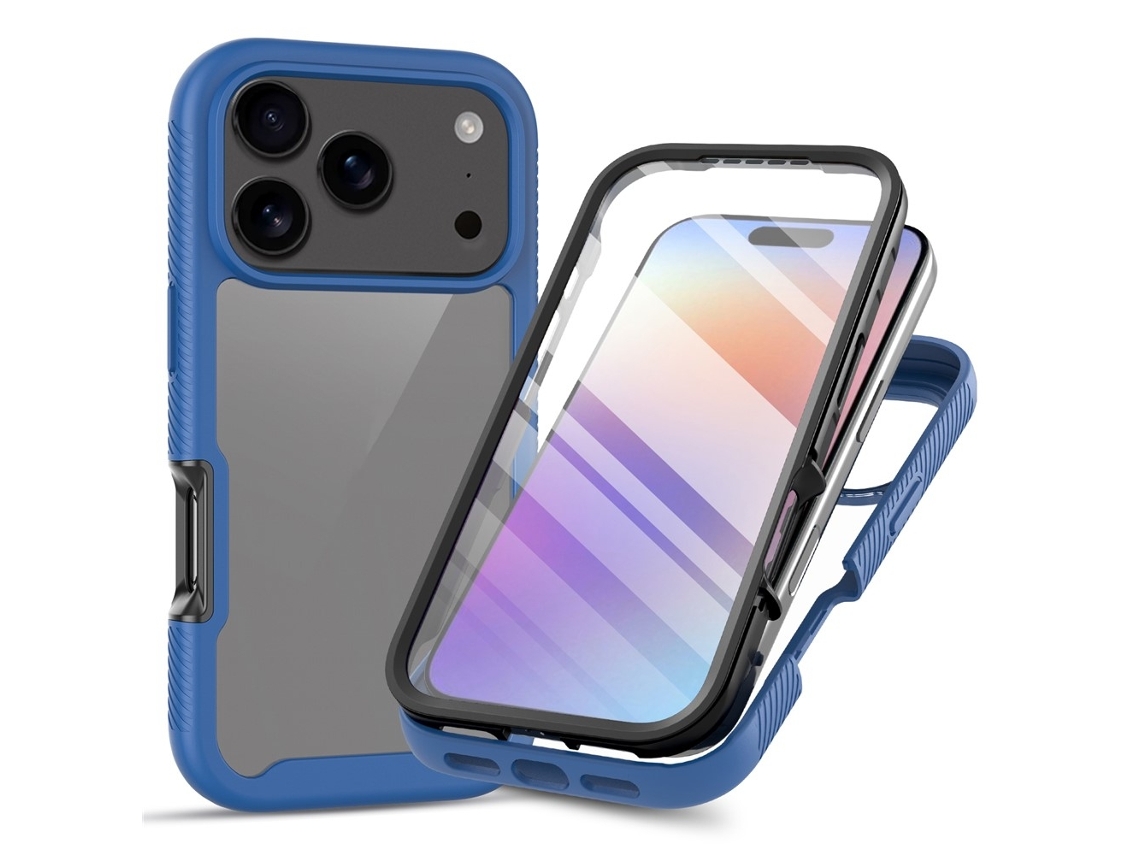 Capa Skalo Para Iphone 17 Pro, Transparente, À Prova De Choque E Com Protetor De Tela - Azul