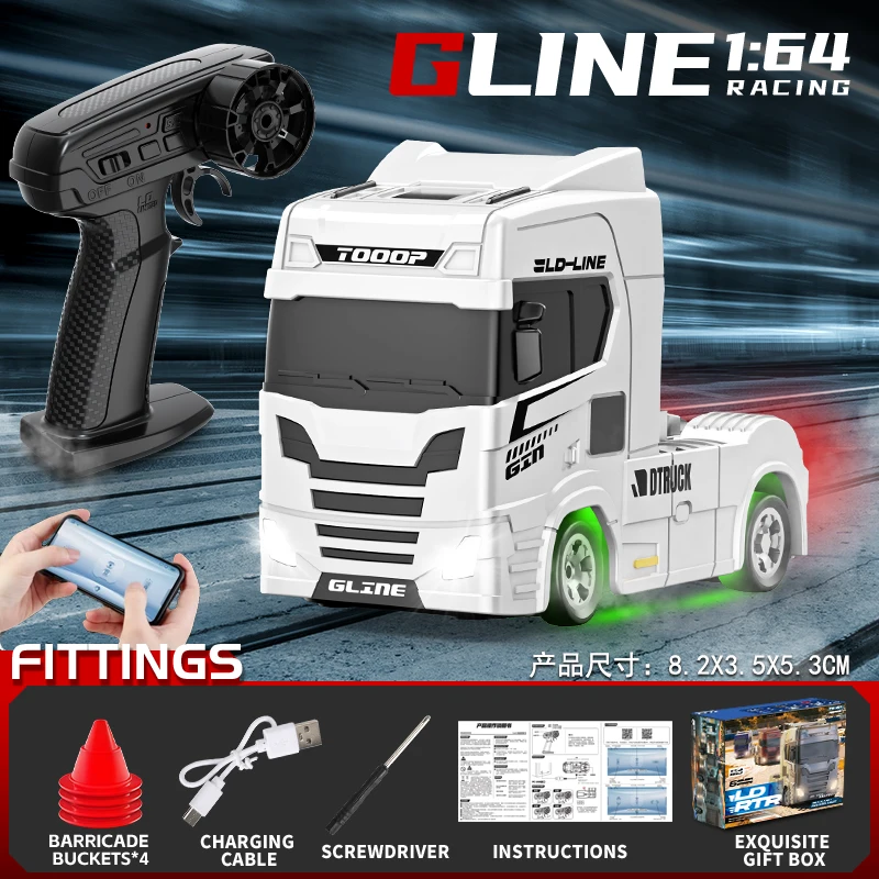 (branco) Caminhão De Drift Controlado Remotamente, Tração Nas Quatro Rodas 2.4g, Equipado Com Luzes Led, Modelo Realista.