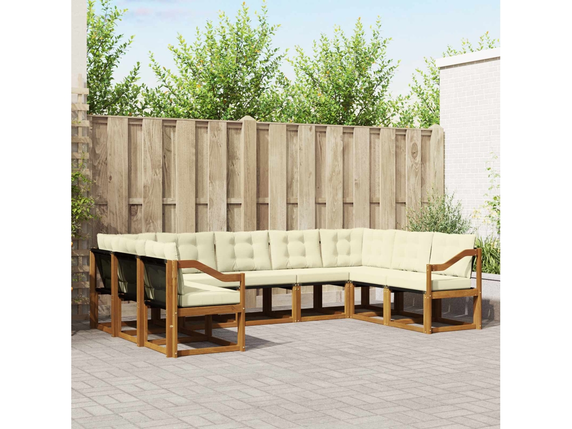 Vidaxl Conjunto De Sofás Para Exterior 9 Pcs Natural E Creme