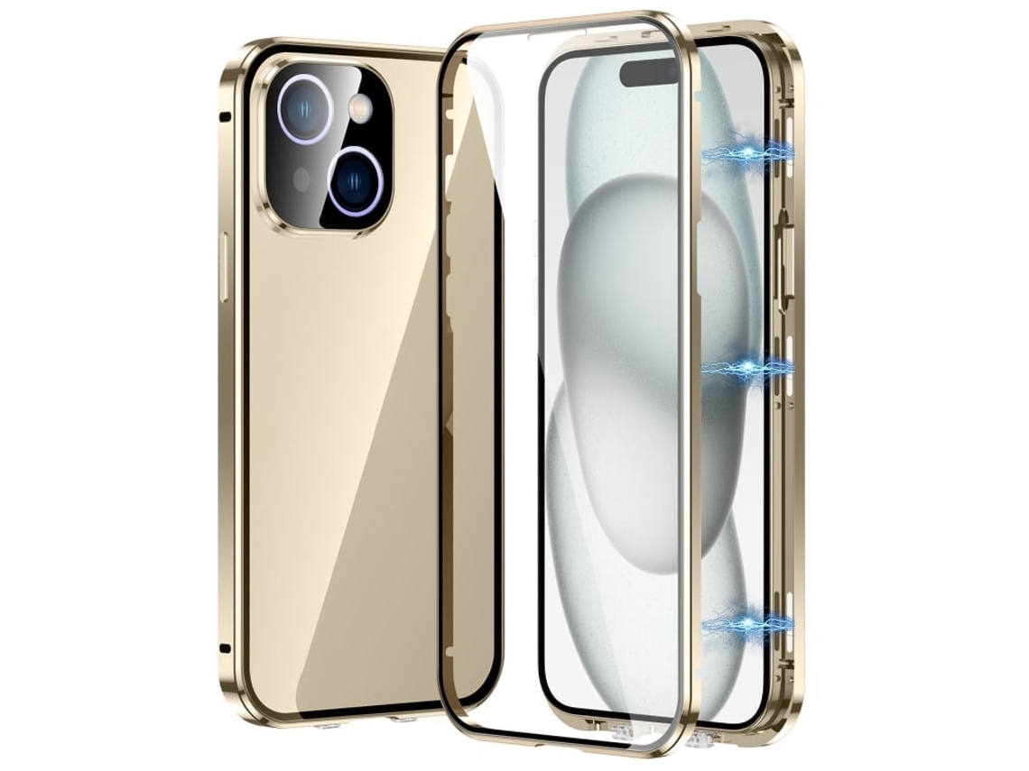 Capa De Vidro Temperado Hd Para Iphone 15 - Fecho Magnético Duplo