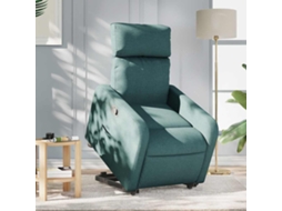 Vidaxl Poltrona Reclinável Elevatória Tecido Verde-escuro