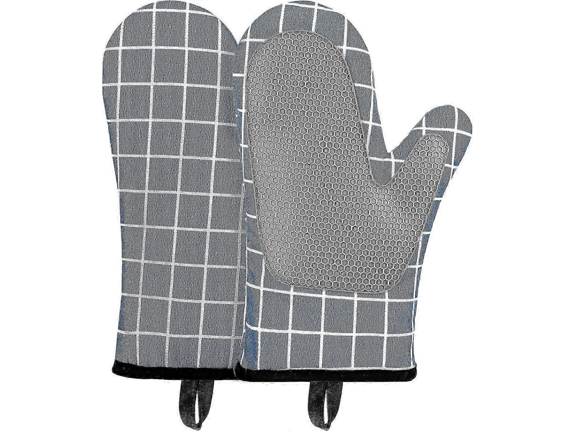 Luvas De Forno Resistentes Ao Calor, Em Silicone E Algodão, Com Design Antiderrapante, Ideais Para Cozinhar, Assar E Grelhar (azul)