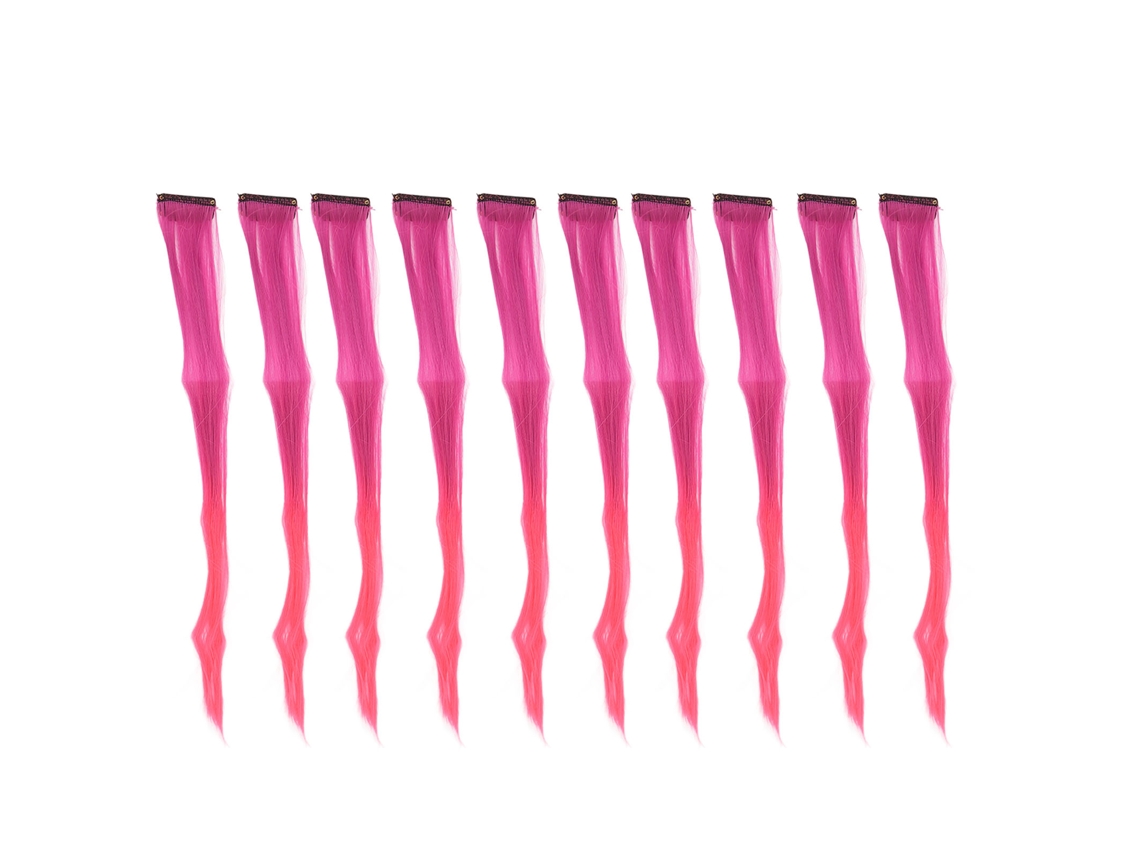 2026 10 Peças Clip On Mechas Cabello Largo Recto Acessório de Cabelo Gradiente Rosa Roxo Vermelho Individualmente Envolvido