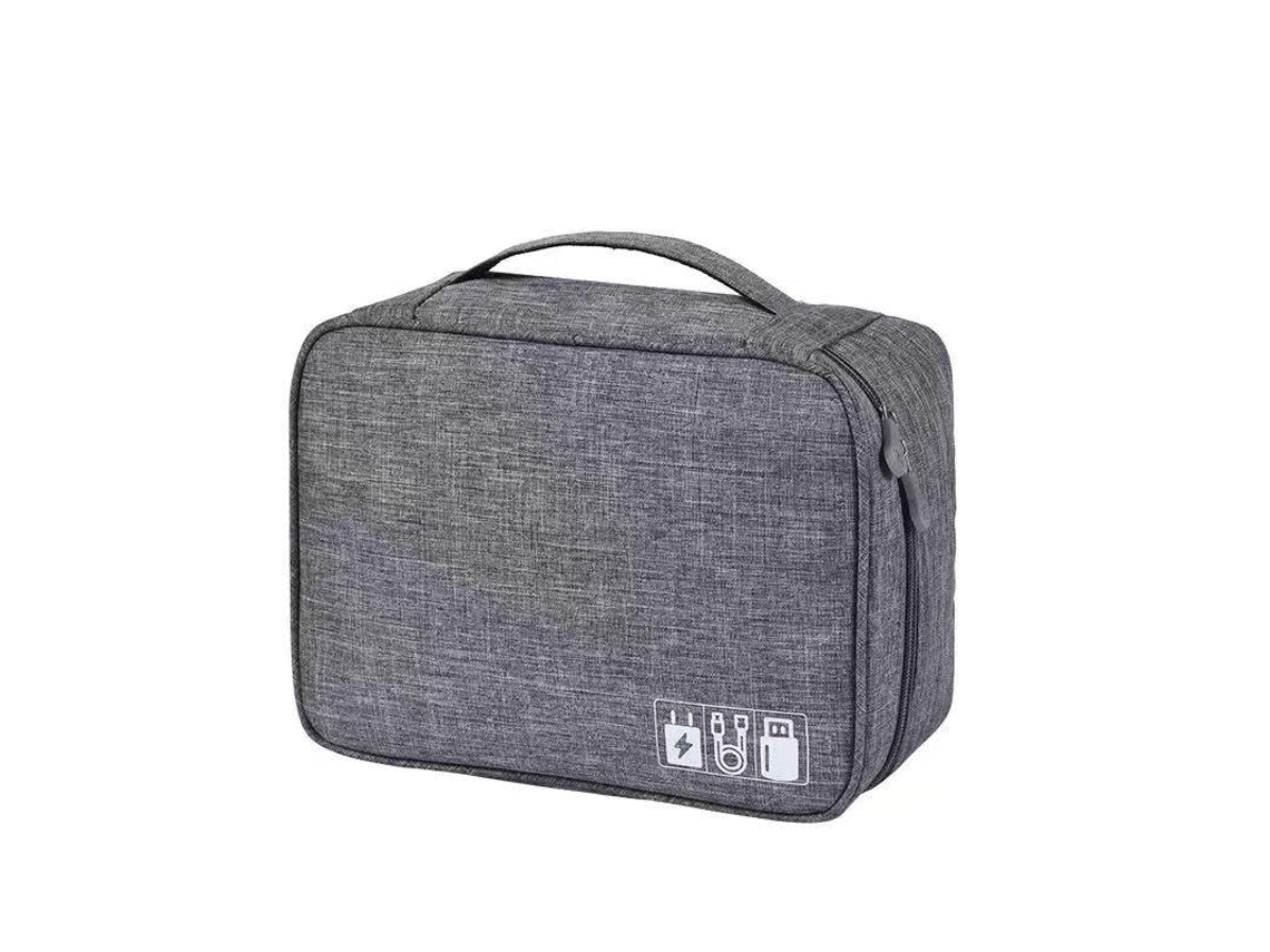 Bolsa Organizadora Cabos Eletrónica Portátil Cinza