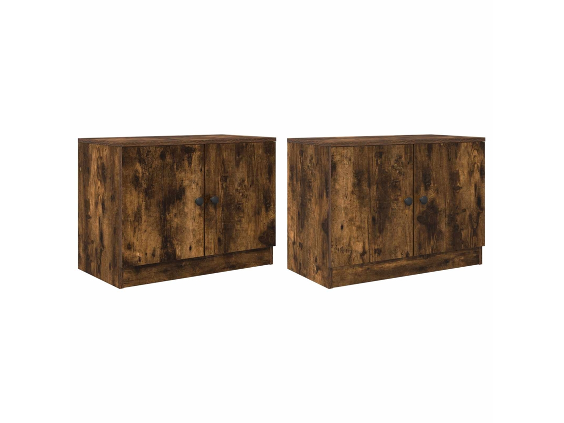 Armário de Cama com Porta 2 Pcs Carvalho Fumado 66x35x48 Cm MAISON EXCLUSIVE
