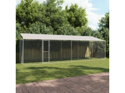 Vidaxl Gaiola Para Cachorro Com Telhado Prateado 800 X 200 X 256 Cm