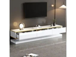 Armário Tv Branco/dourado 200x40x40cm, 3 Gavetas, Alto Brilho.-zz