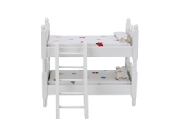 Rebe-cama De Boneca Miniatura Cama Bunk De Madeira Simulada Modelo De Móvel Mini Acessório Brinquedo Com Padrão Geométrico 1:12
