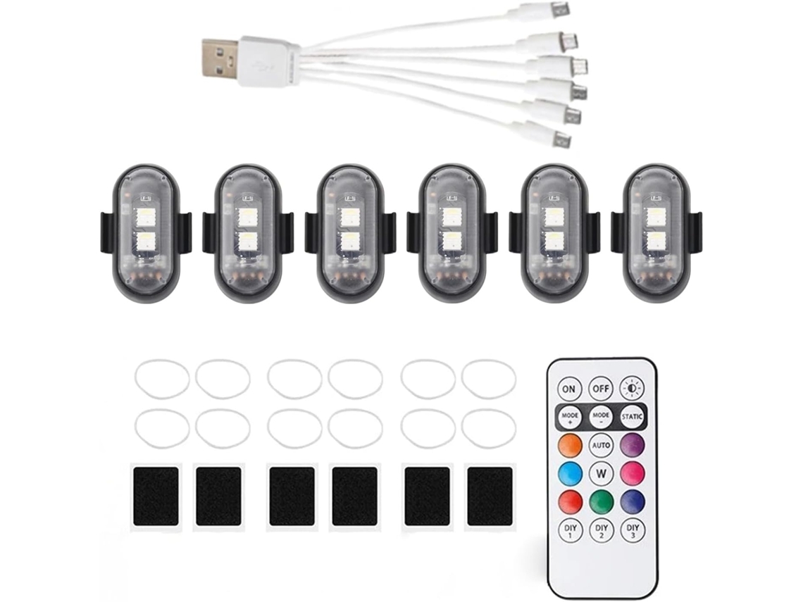 Conjunto De 6 Luzes Navegação Led Pisca Rápido Para Carro, Motocicleta E Bicicleta