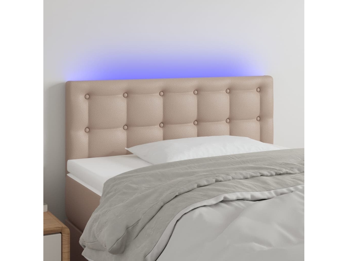 Cabeceira Camapainel De Cabeceira C/ Led Couro Artificial 80x5x78/88 Cm Cappuccino Lovely Home