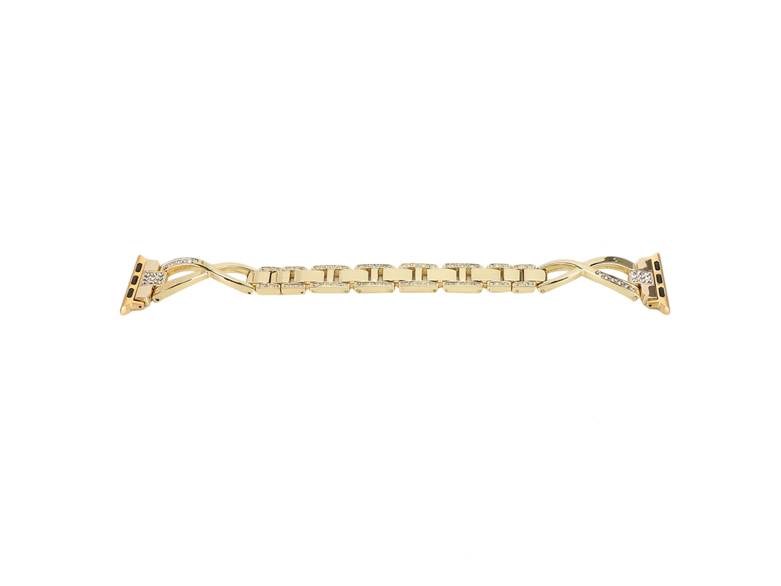 Pulseira de Metal Dourada para Apple Watch Série 1/2/3/4 com design em X e diamantes