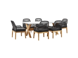 Conjunto De Comedor Exterior Con Sillas Beliani Olbia De Madera De Acacia Blanco 200x100x75