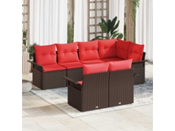 Vidaxl Conjunto De Sofá De Jardim 7 Unid. Castanho Rattan Sintético