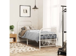 Vidaxl Estrutura De Cama Com Cabeceira E Pés 75x190 Cm Metal Branco