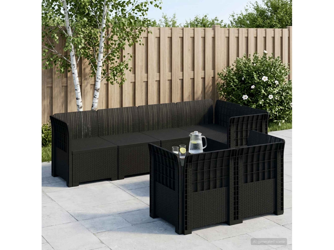 Vidaxl Sofá De Jardim Para 7 Pessoas Com Aparência De Rattan Pp