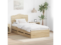 Vidaxl Estrutura Da Cama Com Gaveta Carvalho Sonoma 75 X 190 Cm