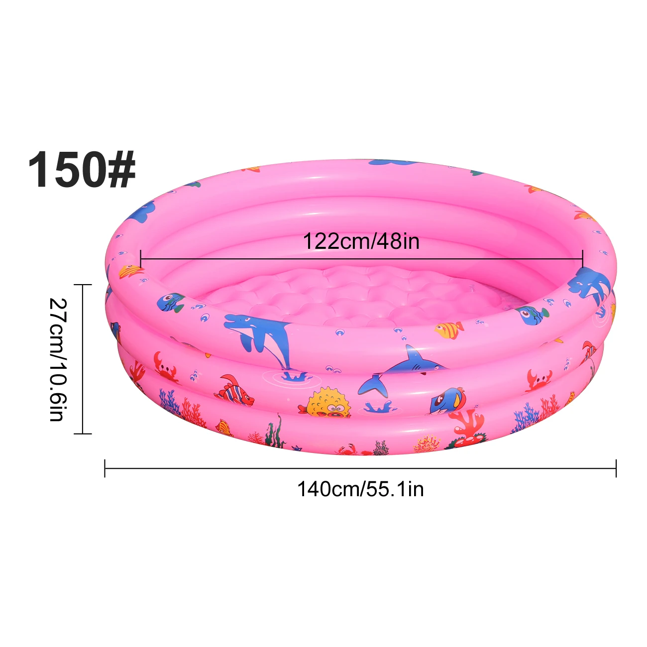 (rosa 150) 1 Piscina Inflável Redonda De Pvc, Portátil
