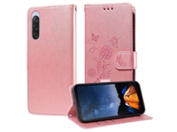 Capa De Couro Para Celular Com Flores De Borboleta Em Relevo