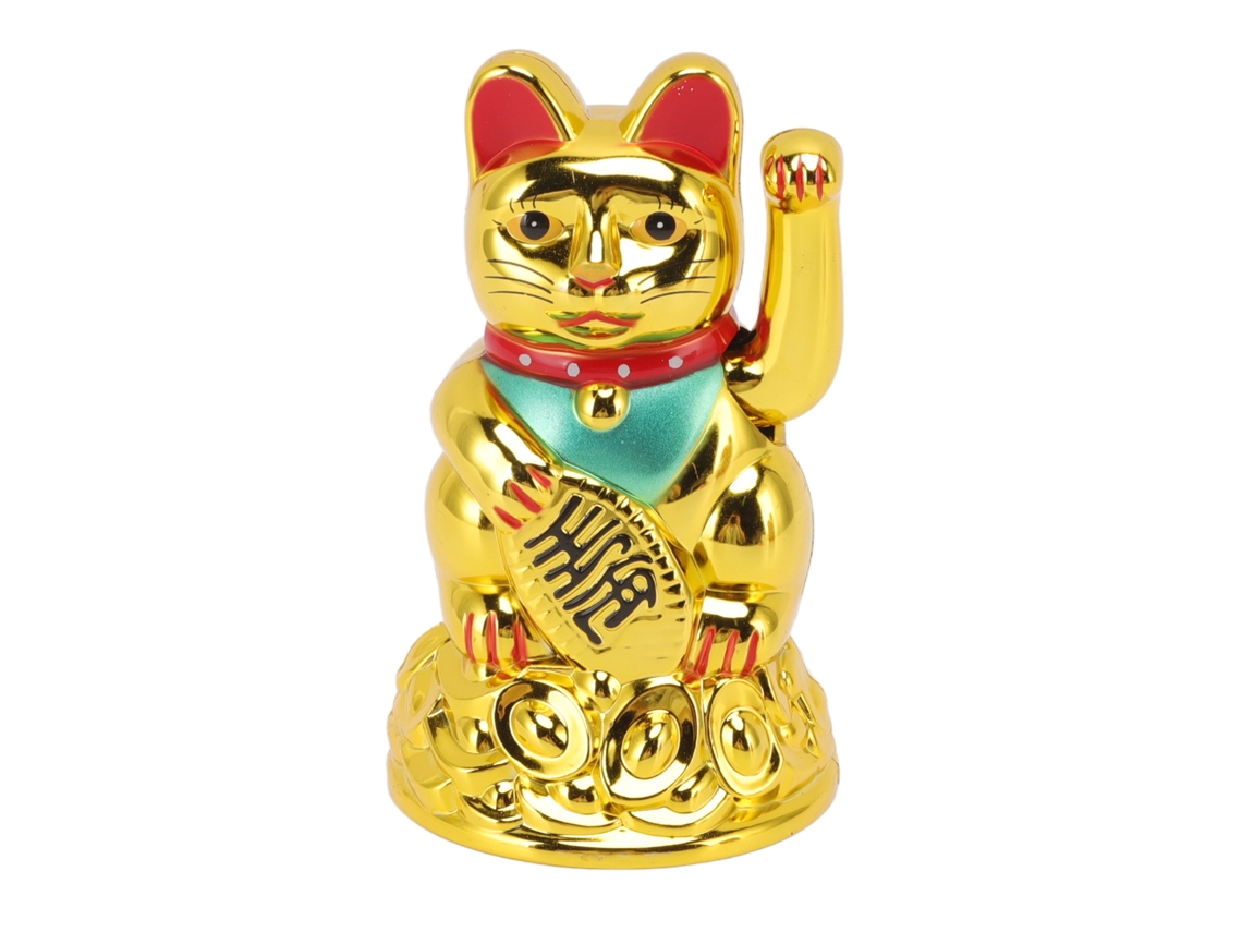 Gato da Sorte Elétrico de Plástico Baok com Movimento da Mão para Decoração de Casa, Presente, 11,4 cm, Dourado, Mly45a